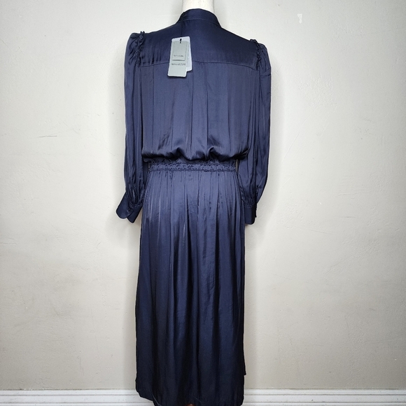 NWT Zadig & Voltaire Relinda Satin Button Front Midi Dress Size Large - Picture 5 of 14